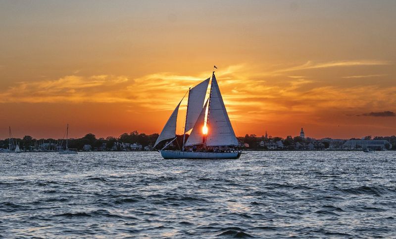 Schooner Woodwind sailing in Annapolis Harbor