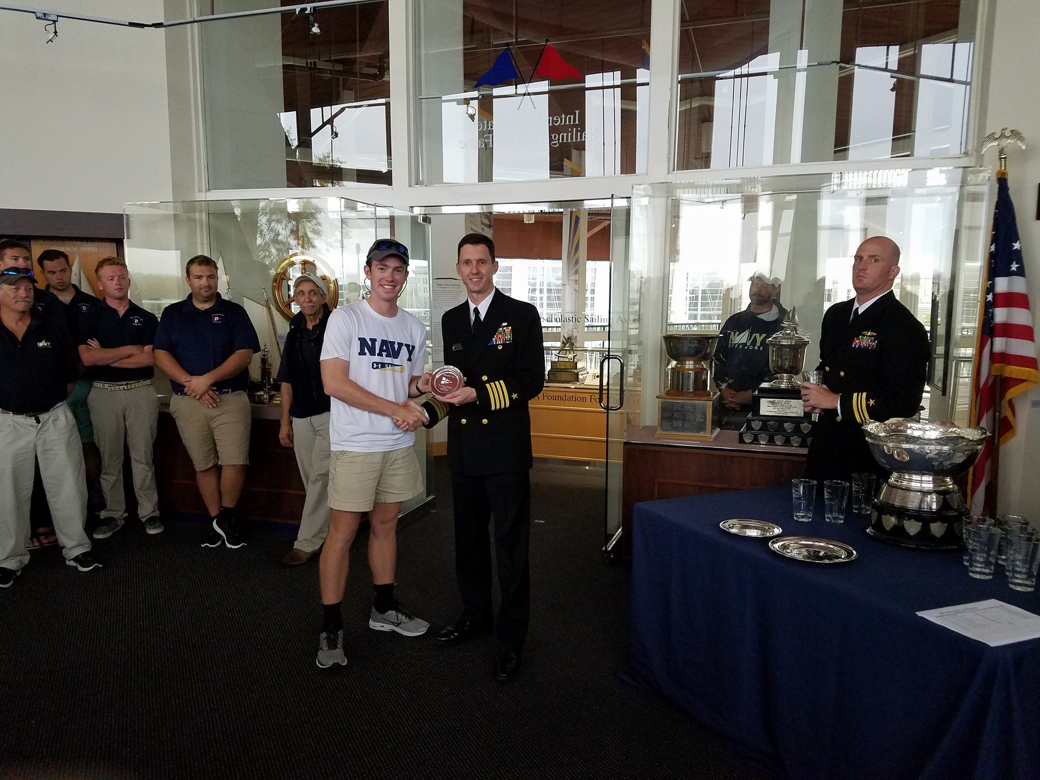 VOST Skipper Teddy Papenthien and his crew proudly represented USNA! Photo from USNA VOST Facebook page