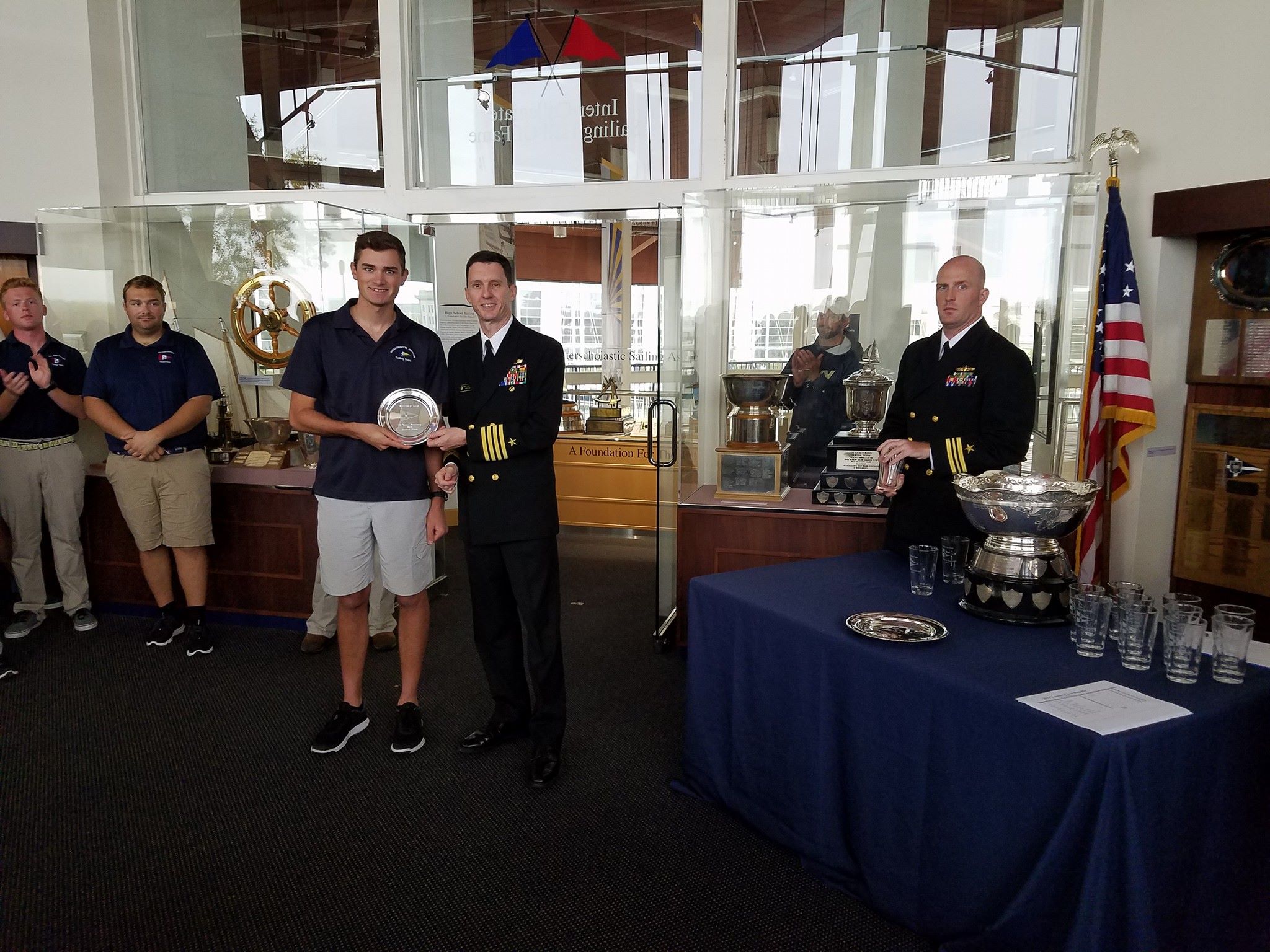 Massachusetts Maritime taking home the second place trophy. Photo from USNA VOST Facebook page