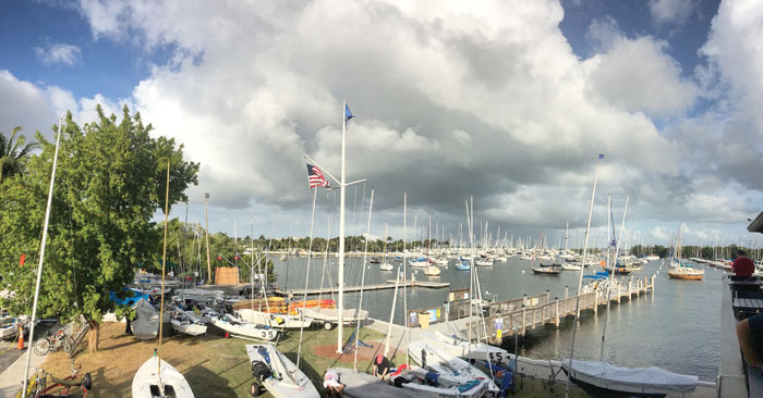 Coconut Grove Sailing Club looks inviting to a Chesapeake sailor in February, but bring a winter hat just in case it gets nippy.