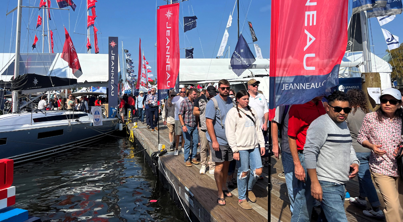 Annapolis Sailboat Show attendees on the docks