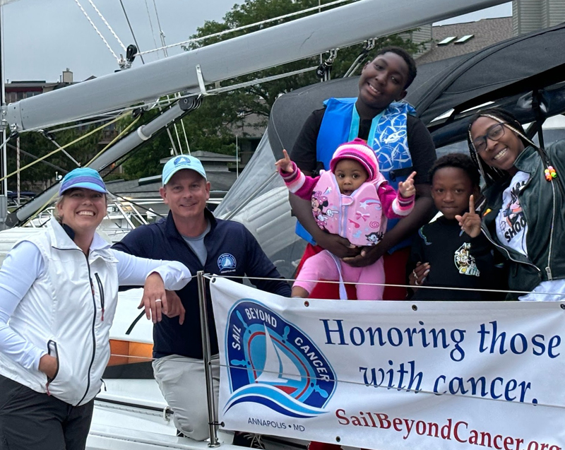 Sail Beyond Cancer guests on sailboat