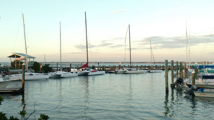 Multihulls at dock in Sarasota, FL