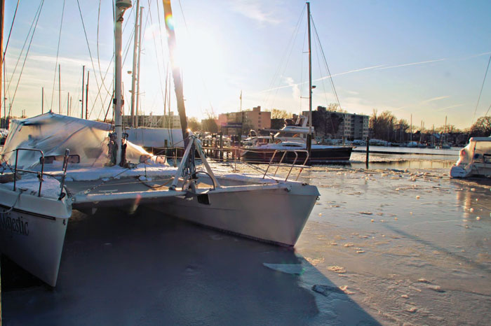 The author's boat, Majestic, at home on Back Creek in Annapolis.