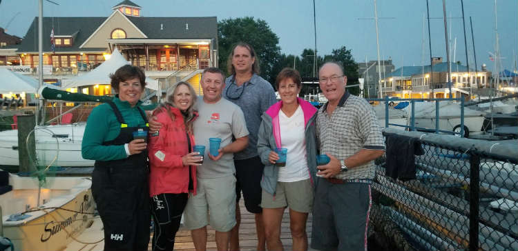 The winning crew on the J/30 Infectious Smile. Photo courtesy of Heather Ersts