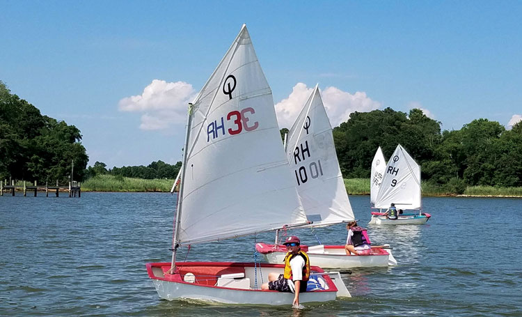 A light-air day at Rock Hall Yacht Club sailing school