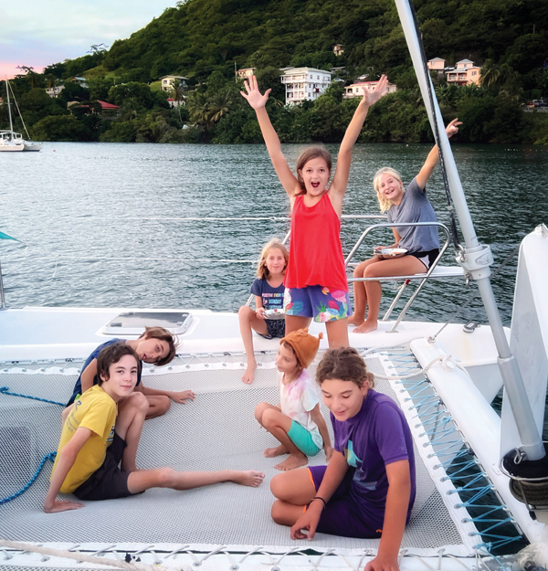 Kids on boat in Grenada