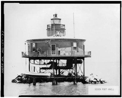 Baltimore's Seven Foot Knoll Lighthouse pictured in 1900. Photo courtesy Library of Congress