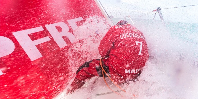 Good news, Mr. Bow Guy -- it only gets wetter and wilder from here. -- photo from volvooceanrace.com