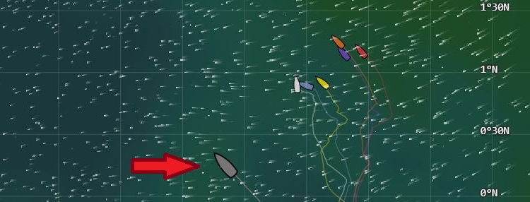 While the fleet compressed and battled it out within sight of each other, Scallywag rolled the dice. Capture from volvooceanrace.com.