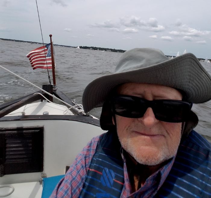 Manny Rubin (age 86 1/2) solo sailing on Barnegat Bay