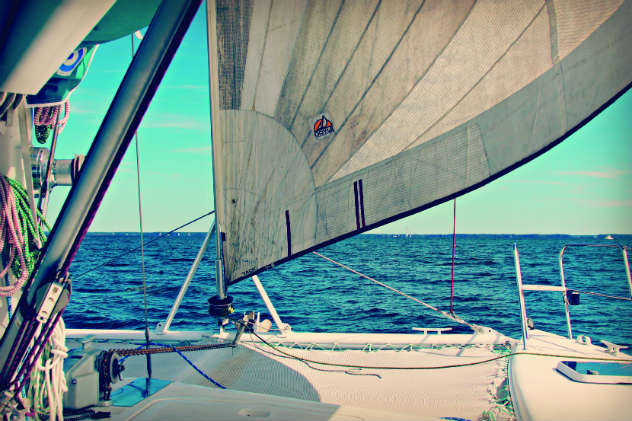 Catamaran cruising. Photo by Cindy Wallach.