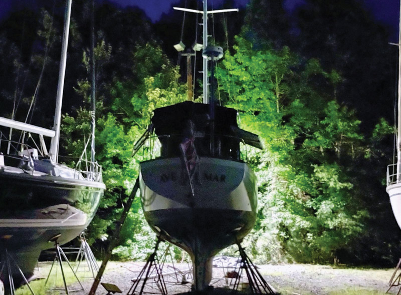 sailor boat yard night