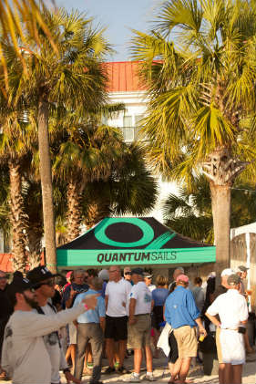 The Quantum Sails booth was a hub of action on the beach on Thursday of Sperry Charleston Race Week 2017. Charleston Race Week/Meredith Block photo