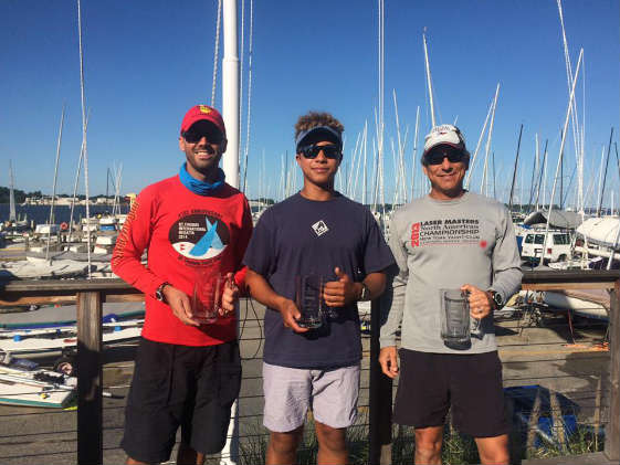 Winning SSA Laser sailors: Dave Waiting, Leo Boucher, Bob Tan. Photo by Scott Williamson