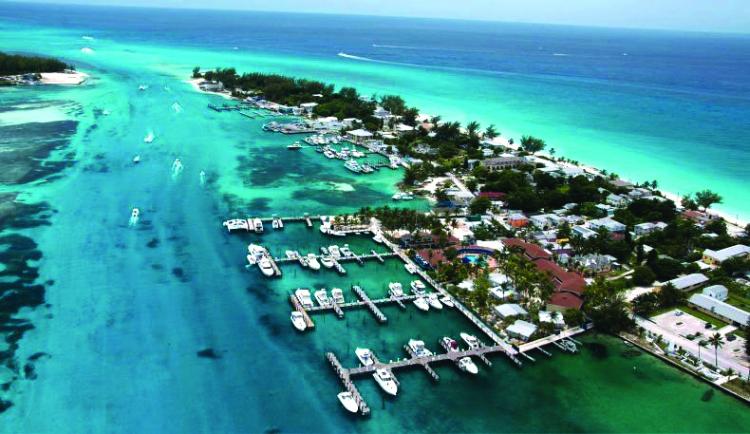 Looking south from the Big Game Club to the entrance to Bimini Harbor.