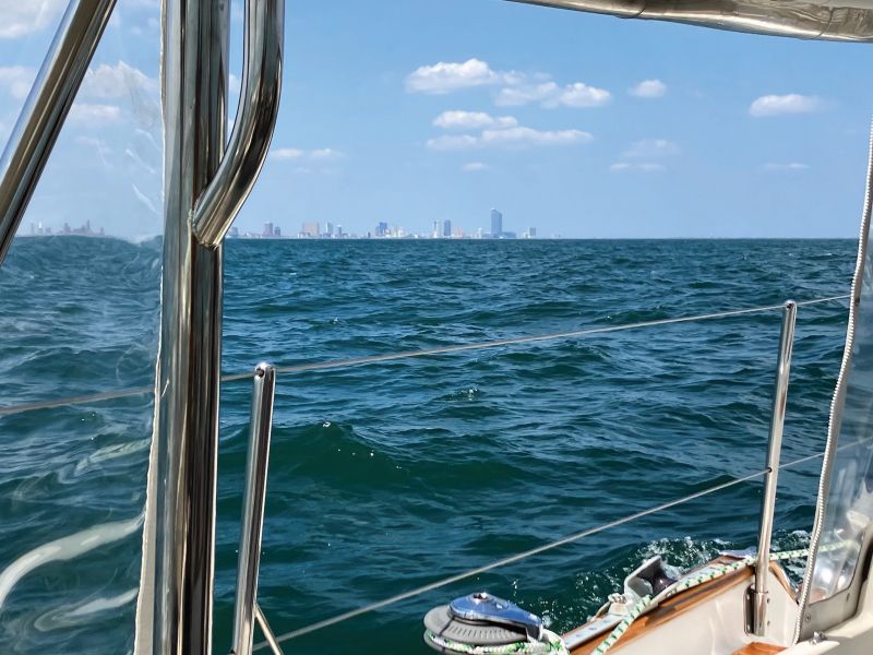 Coastal sailing in sight of land (New Jersey shore).