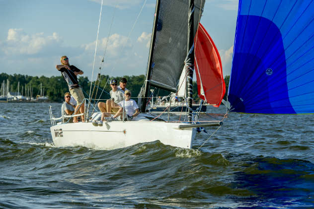 The start of an overnight sailboat race. Photo by Al Schreitmueller