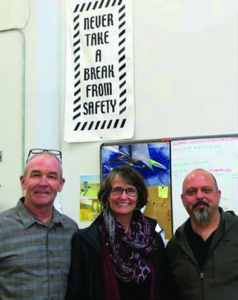 North Sails Nevada general manager Per Andersson, SpinSheet's Molly Winans, and operations manager Brian Loshbough, who gave us our tour.