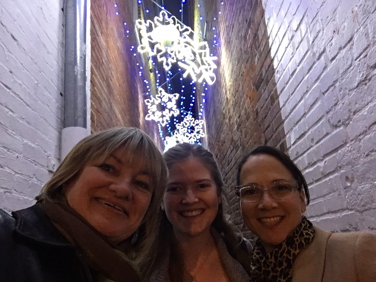 Selfies in Snowflake Alley in downtown Annapolis have become part of the Midnight Madness tradition. Photo courtesy of Maureen Peterson