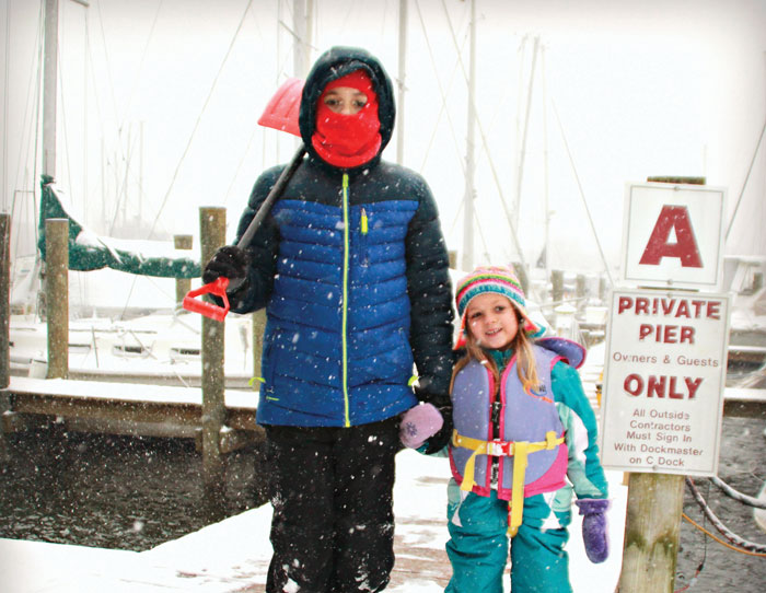 Non-skid boots  or webs over regular boots provide extra traction on snowy docks. Photo by Cindy Wallach