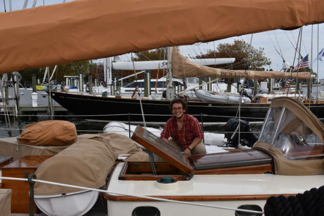 When and If crew varnishing before the rain.. Bolero and Sorcerer in the background