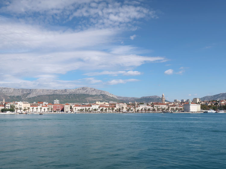 A view across the harbor of downtown Split, Croatia.