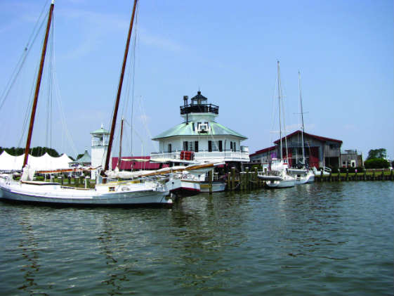 The Hoopers Strait Lighthouse rests on the campus of the Chesapeake Bay Maritime Museum. 