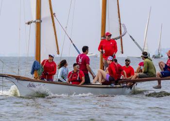 Paul Hanley took this shot of Jon Wasserman and crew of the log canoe Silver Heel