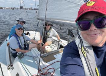 Rebekah Bromwell sailing out of the Downtown Sailing Center.