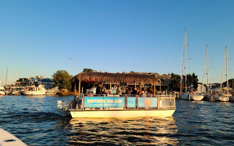 Why not check out the sailboat show from a floating tiki hut??