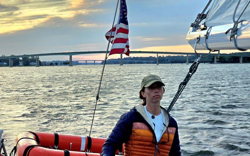 Captain Delaney bringing us in at sunset