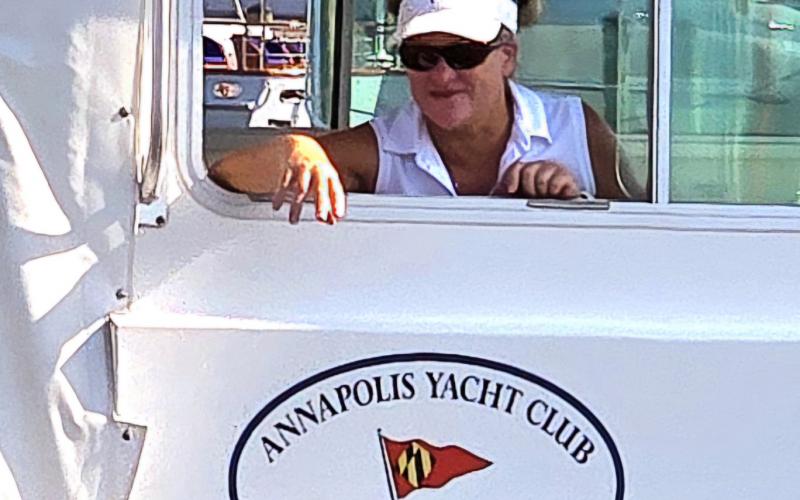 Friend and mark boat Captain Susan Meredith doing her thing