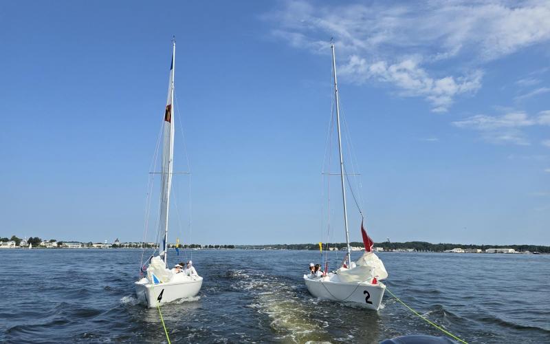 We towed Sonars out to the race course for match racing
