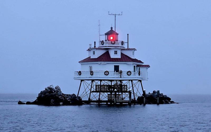 At "sunset," in the fog the sky turned a little blue and the TPSL shone brightly!