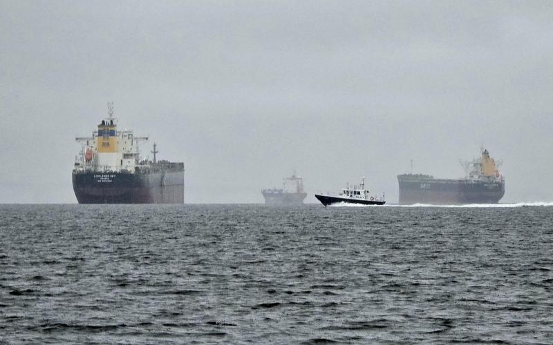 Pilot Boat Patapsco headed back to the dock after picking up a pilot from one of the merchant ships.