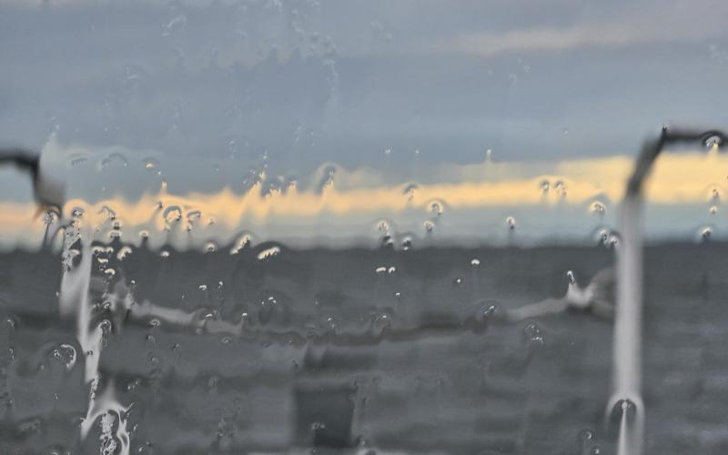 Lots of wave action out on the Bay! Yup - that's the view out of the windshield and across the bow sprit - HA!