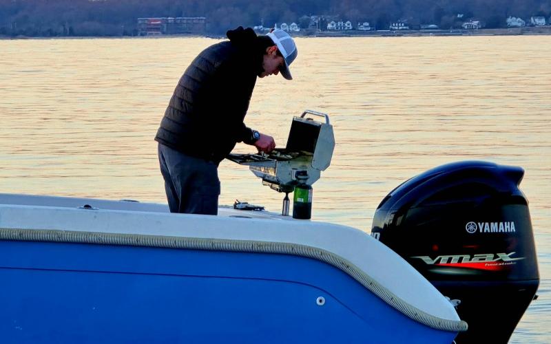 James grilling oysters on his boat!
