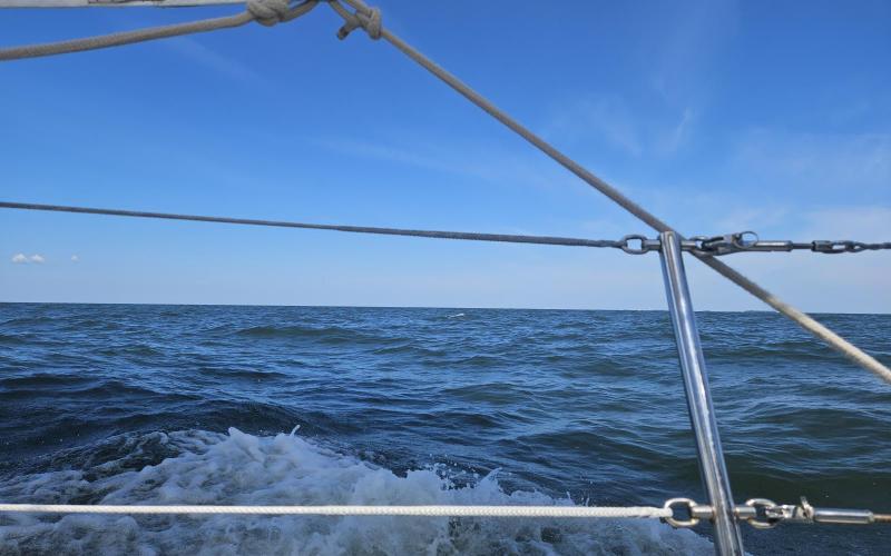 Looking out the galley window while making lunch