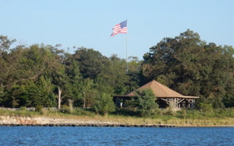Flag and gazebo at Fort Smallwood Park