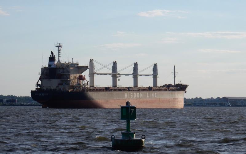 Bulk carrier Bynum Wisdom anchored in the Patapsco River