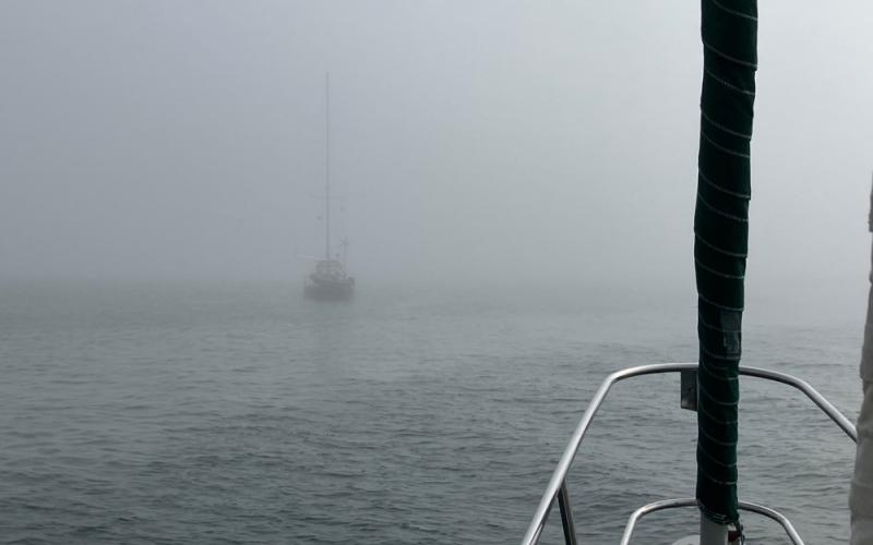Day 30 Foggy approach to Cuttyhunk