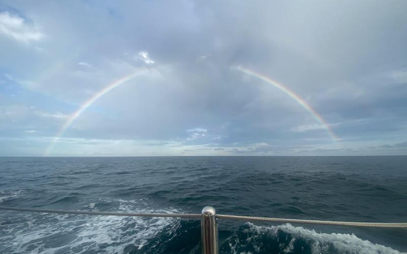 Day 98 Offshore passage on September 11 with rainbow
