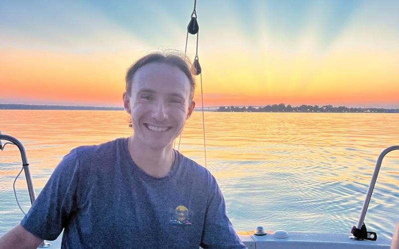 Yours truly in the glassy sunset