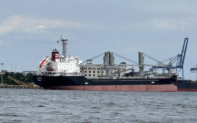 Bulk Carrier Balsa 84 leaving Baltimore after delivering sugar cane to the Domino sugar plant