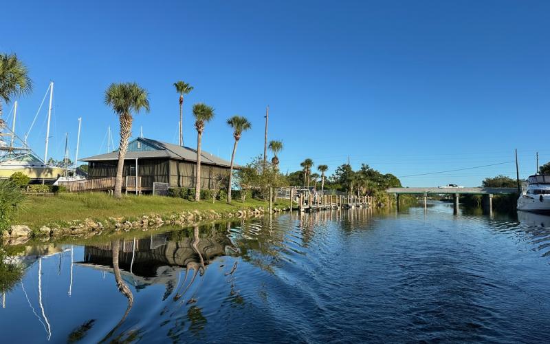 Getting underway from the boat storage yard