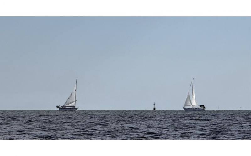 a few boats at the mouth of the Rappahannock Friday afternoon