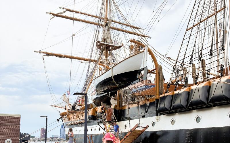 , Maureen Lanshe sent us this red cap pic from the Tall Ship Amerigo Vespucci during Sail250