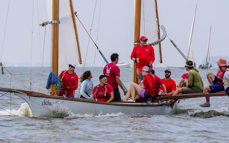Paul Hanley took this shot of Jon Wasserman and crew of the log canoe Silver Heel