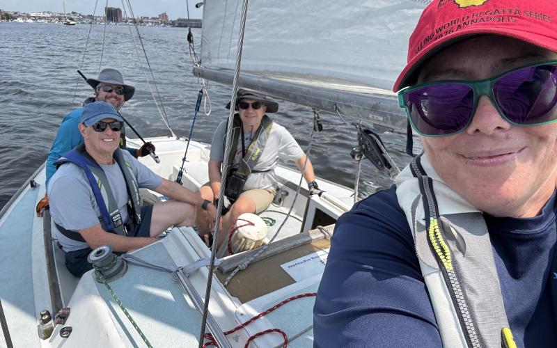 Rebekah Bromwell sailing out of the Downtown Sailing Center.